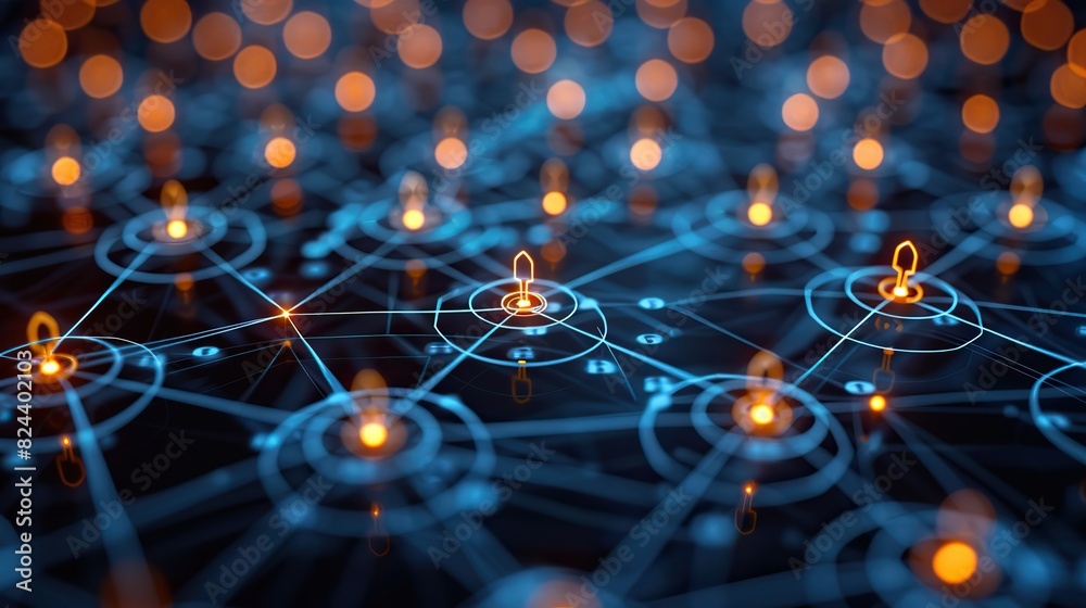 Poster data synchronization icons connecting global users. stock image