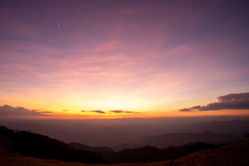 colorful dramatic sky with cloud at sunset