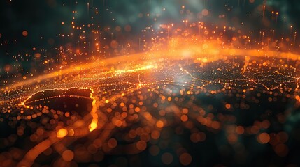 Real-time global network traffic simulation. stock image