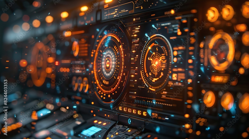 Poster futuristic interface showing global data synchronization. stock photo
