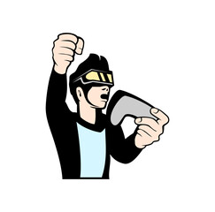 Virtual Reality VR Game Player Design Illustration vector eps format , suitable for your design needs, logo, illustration, animation, etc.