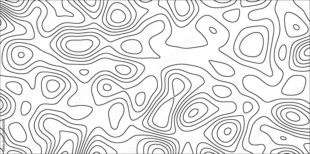 Fototapete topographic map in contour line and ocean topographic line map with curvy wave isolines. geographic 