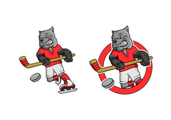 Bulldog Hockey Player Cartoon Character Design Illustration , suitable for your design needs, logo, illustration, animation, etc.