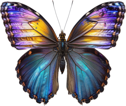 A serene butterfly with iridescent wings spread,Generative Ai