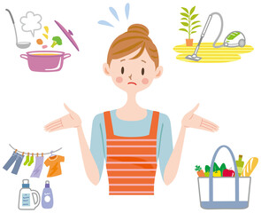 家事　ストレス　忙しい母親　働く女性 © M