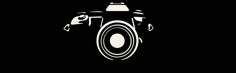 Minimalist Silhouette of SLR Camera on Black Background