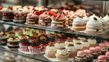 Showcase Display Strawberry Cakes