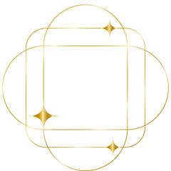 Golden geometric frame, Twinkle frame, decorating various festivals ornament isolated on white background transparent background png file ready to use