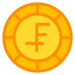 Swiss Franc, coin, currency, money, cash Icon