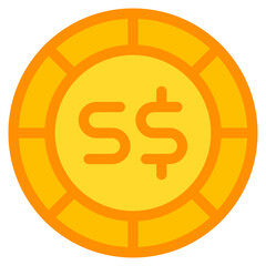 Singapore dollar, coin, currency, money, cash Icon