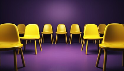 we are hiring concept 3d rendered yellow office chairs background