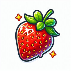 A vector of red strawberry in cartoon style