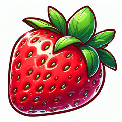 A vector of red strawberry in cartoon style