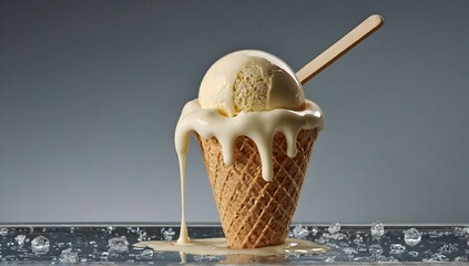 Melting ice cream on stick