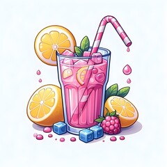 pink cocktail with lemon and lime