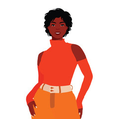 Stylish black woman in elegant art style vector