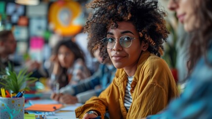 Obraz premium Creative Collaboration: Multicultural Designers and Artists in Modern Studio Filled with Inspiration