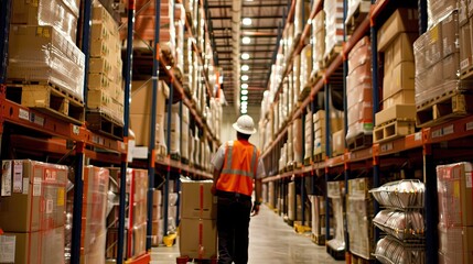 The warehouse worker efficiently loads and unloads freight shipments at the distribution warehouse to ensure smooth transportation operations.