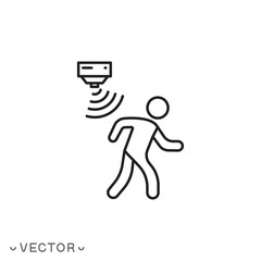 motion sensor icon, home alert detection, thin line symbol isolated on white background, editable stroke eps 10 vector illustration