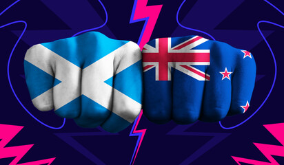 Scotland VS New Zealand T20 Cricket World Cup 2024 concept match template banner vector...