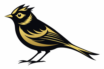  A beautiful goldcrest bird silhouette black vector artwork illustration