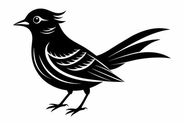 A beautiful phoebe bird silhouette black vector artwork illustration 