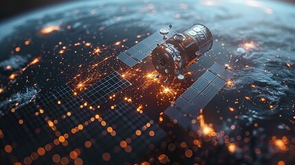 Satellite communication ensuring worldwide internet access. stock image