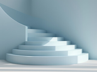 Blue stairs podium. Created with Ai