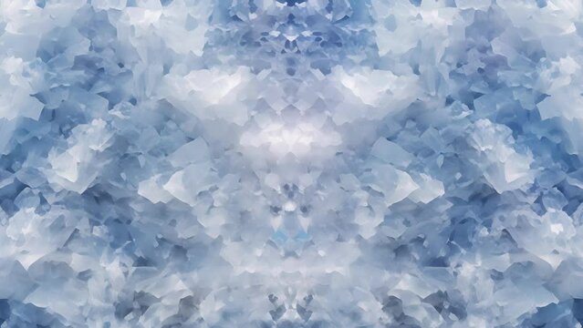 A symmetrical pattern of salt crystals perfectly aligned and glistening in the sun making for a mesmerizing sight.