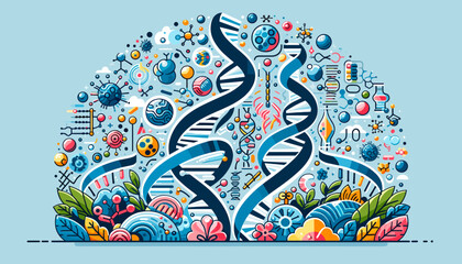 Concept of Image on Genome Analysis and Genome Editing. Vector illustration.