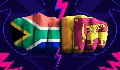 South Africa VS Sri Lanka T20 Cricket World Cup 2024 concept match template banner vector...