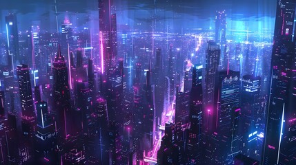Obraz premium Cityscape at Night with Abstract Light Background