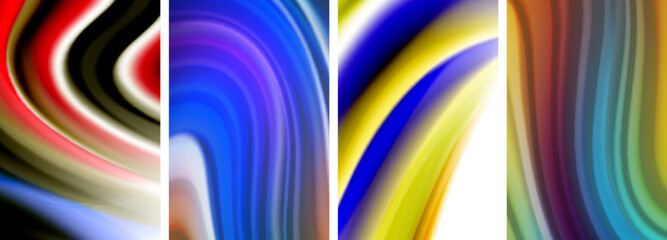 Liquid color waves poster set for wallpaper, business card, cover, poster, banner, brochure, header, website