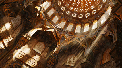 A closeup of the intricate geometric patterns on an ancient Persian dome symbolizing the depth of culture and religion