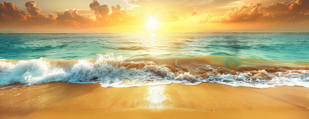 Sunset on the beach. Created with Ai