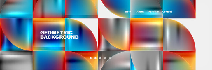 Round triangles and squares web site page template. Vector Illustration For Wallpaper, Banner, Background, Card, Book Illustration, landing page