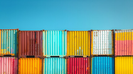 Fototapeta premium The container walls have various colors and patterns, symbolizing growth or added value for global trade and logistics services