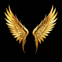 Gold Wings on Black Background