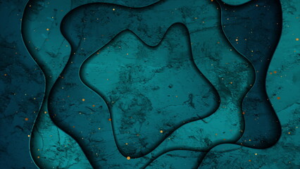 Dark blue grunge wavy background with golden dots
