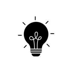 Light bulb icon on. Simple design. Black color. Vector illustration.