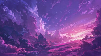 Violet cloud filled sky during a summer day