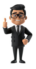 3D Businessman Giving Thumbs Up and Smiling transparent background.