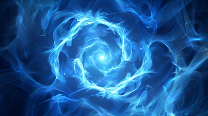 Abstract fractal. Fractal art background for creative design ,Blue glowing plasma force field in space for sci fi backgrounds and futuristic ,Blue power flows and light and modern solar power glass