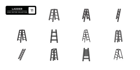 Ladder icon collection, vector icon templates can be edited and resized.