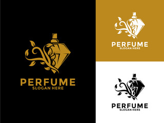 Diamond Perfume Nature Logo vector template, Perfume logo design inspiration