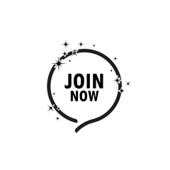 join now sign on white background	