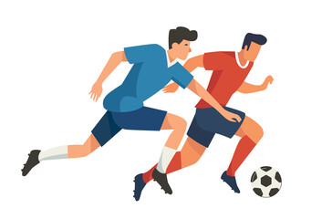 Soccer players running with ball