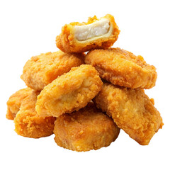 Fried chicken nuggets on transparent background