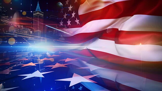 Tracking across American election related imagery for a news broadcast background