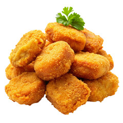 Fried chicken nuggets on transparent background